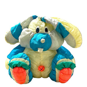 Vtg Good Stuff Puffy Easter Bunny Carrot Feet Long Ears Neon Nylon 10” No Tags